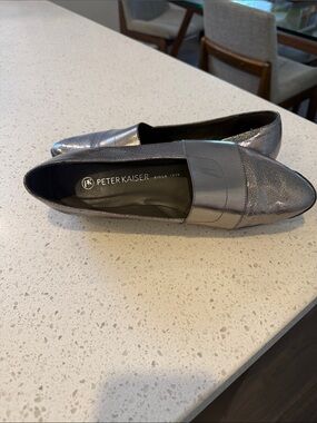Peter Kaiser Shimmery Pewter Slip-On Loafers